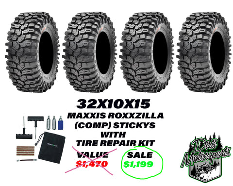 Maxxis Roxxzilla 32x10x15 (Stickys) With On The Go Tire Repair kit