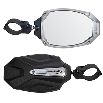 Seizmik Photon Side View Mirror with Cast Aluminum Body & Bezel - 2 or 1.875 Inch Round Tube (Pair)